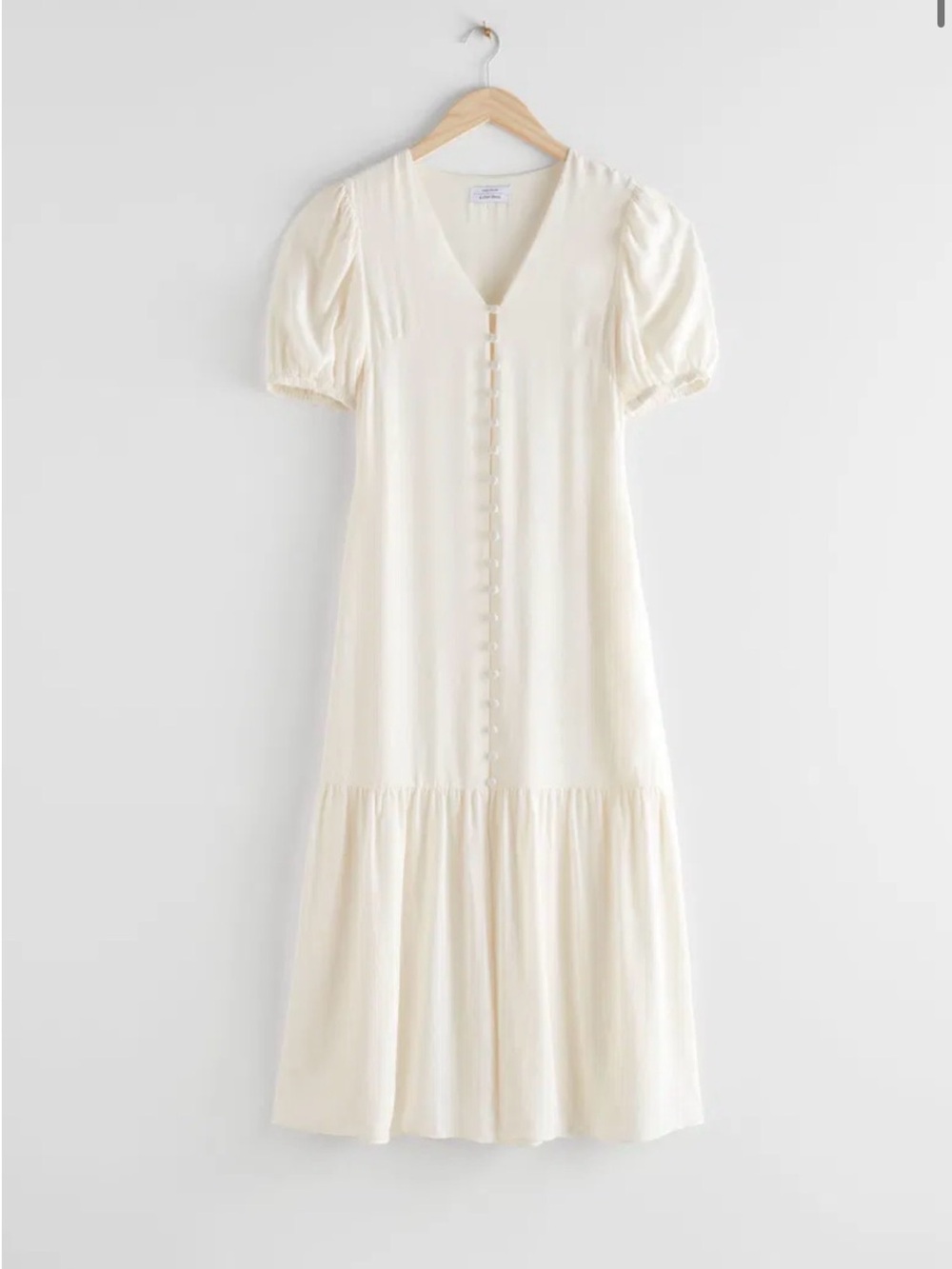 & Other Stories button-down puff sleeve midi dress